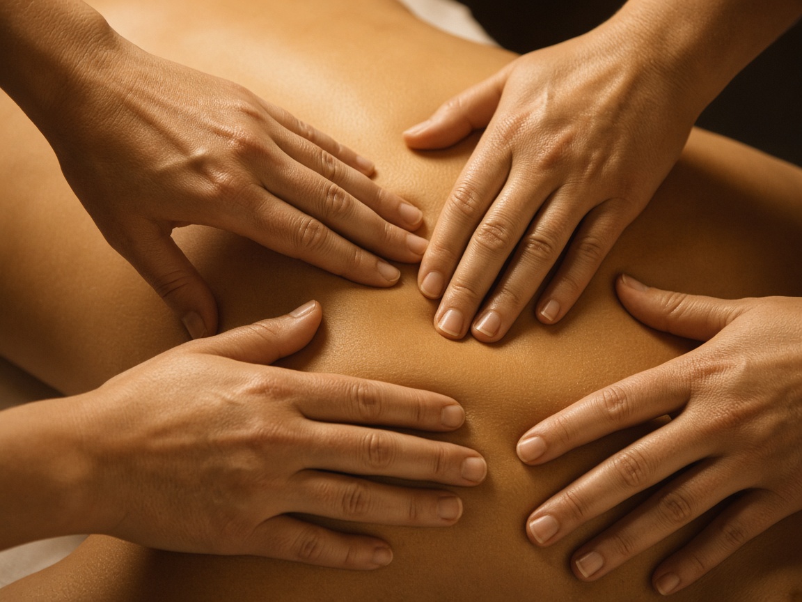 Four hands massage by two professional therapists at Xena Beauty Spa.